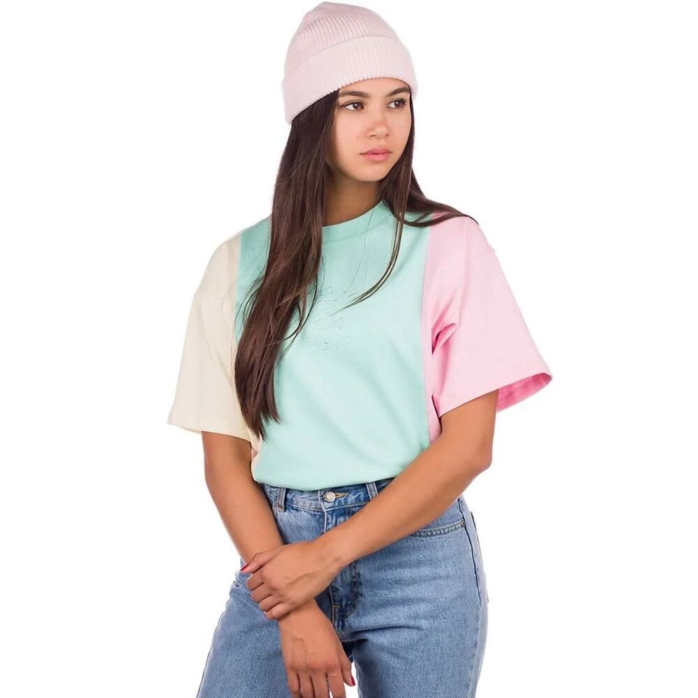 Teddy Fresh Pastel Color Block Short Sleeve Embroidered Bear T-Shirt Size XS